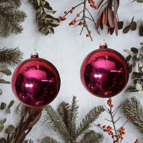 Set of 2 Sullivans 3" Shiny Wine Hand Blown Glass Ornament - Picture 3 of 7